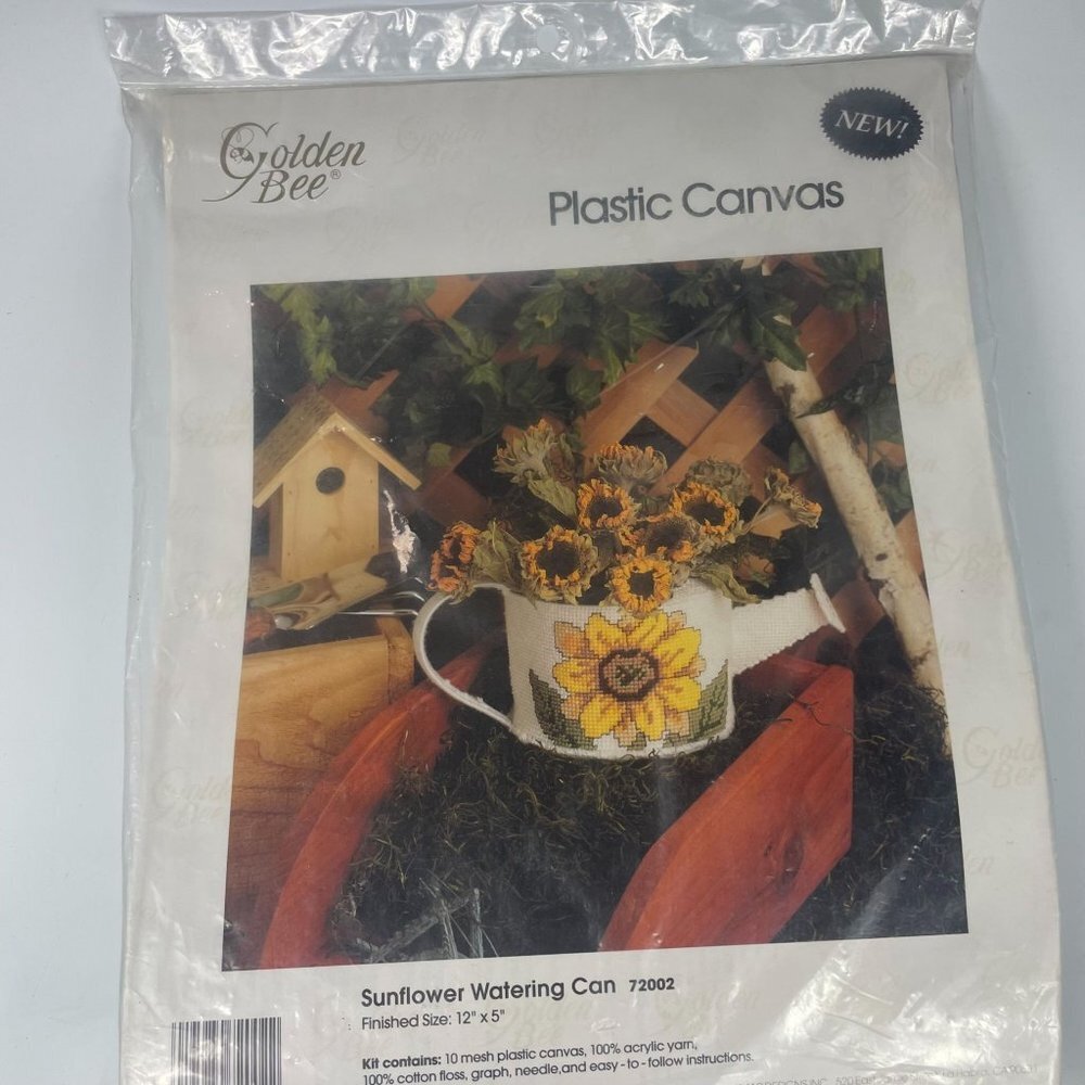 Golden Bee Plastic Canvas Sunflower Watering Can Embroidery Kit